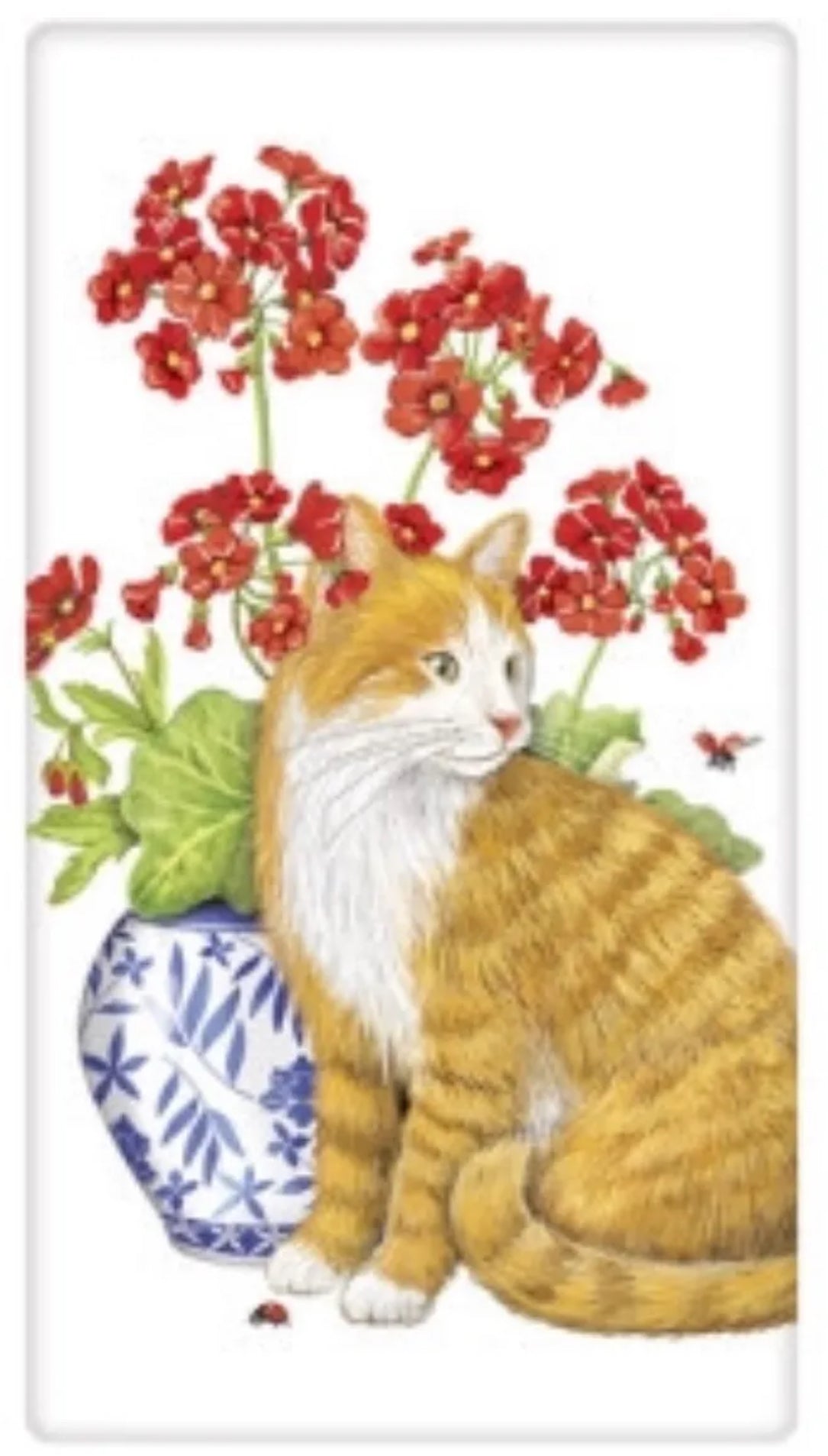 Flour Sack Kitchen Dish Towel Geranium Cat Mary Lake - Thompson