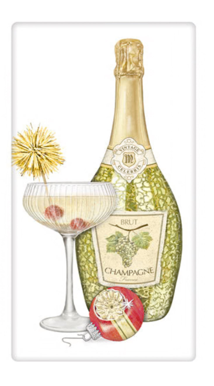 Flour Sack Kitchen Dish Towel Holiday Champagne Mary Lake - Thompson