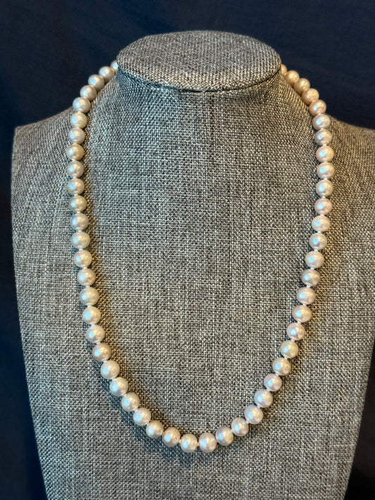 Hand Knotted Pearl Necklace With Sterling Silver Clasp