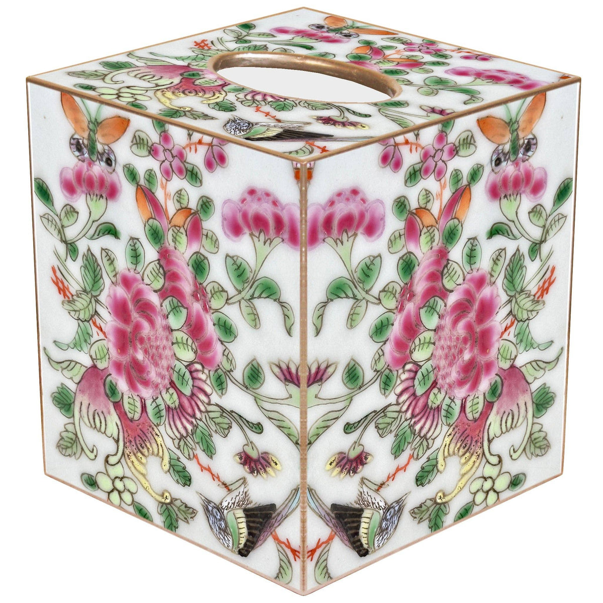 Marye-Kelley Rose Medallion Roses with Bird Tissue Box Cover