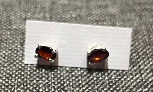 Sterling Silver Garnet Stud Earrings