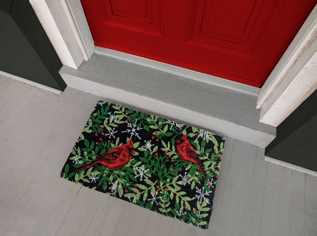 Williamsburg Holiday Cardinal Handwoven Doormat **Show only item**
