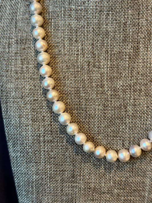 Hand Knotted Pearl Necklace With Sterling Silver Clasp