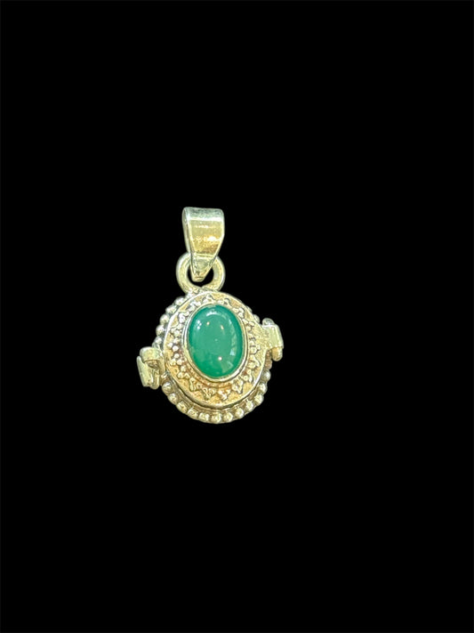 Sterling Silver Green Onyx Poison Pendant Locket