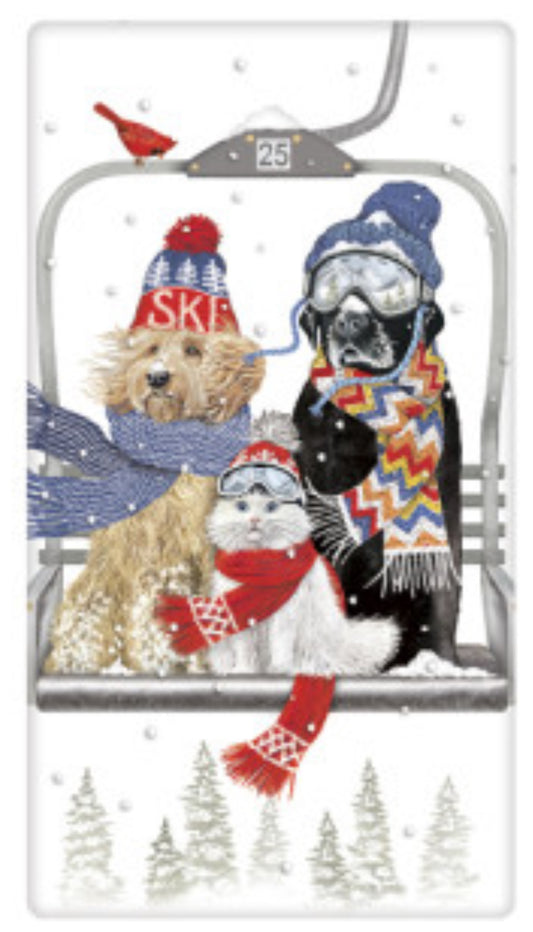 Flour Sack Kitchen Dish Towel Ski Lift Pets Mary Lake - Thompson