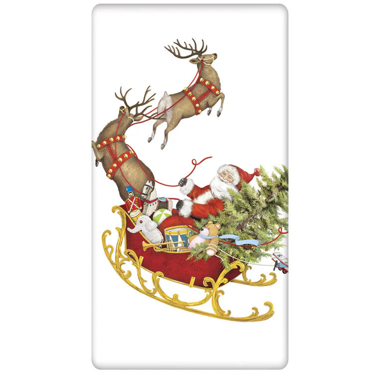 Flour Sack Kitchen Dish Towel Santas Sleigh Mary Lake - Thompson