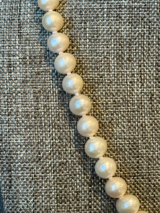 Hand Knotted Pearl Necklace With Sterling Silver Clasp 8-8.5mm