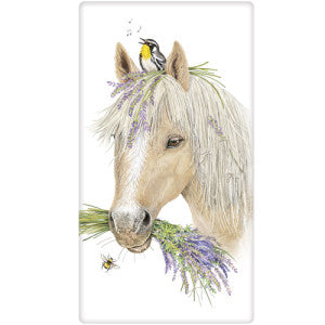 Flour Sack Kitchen Dish Towel Lavender Horse Mary Lake - Thompson