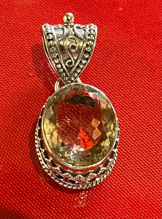 Sterling Silver Yellow Citrine Pendant