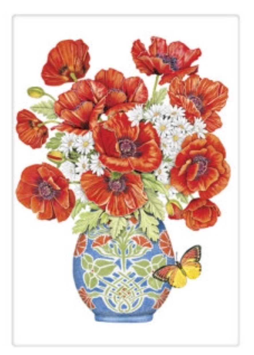 Flour Sack Kitchen Dish Towel Poppy Vase Mary Lake - Thompson