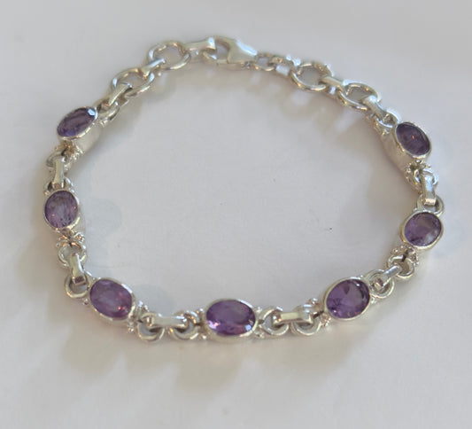 Sterling Silver Amethyst Tennis Bracelet