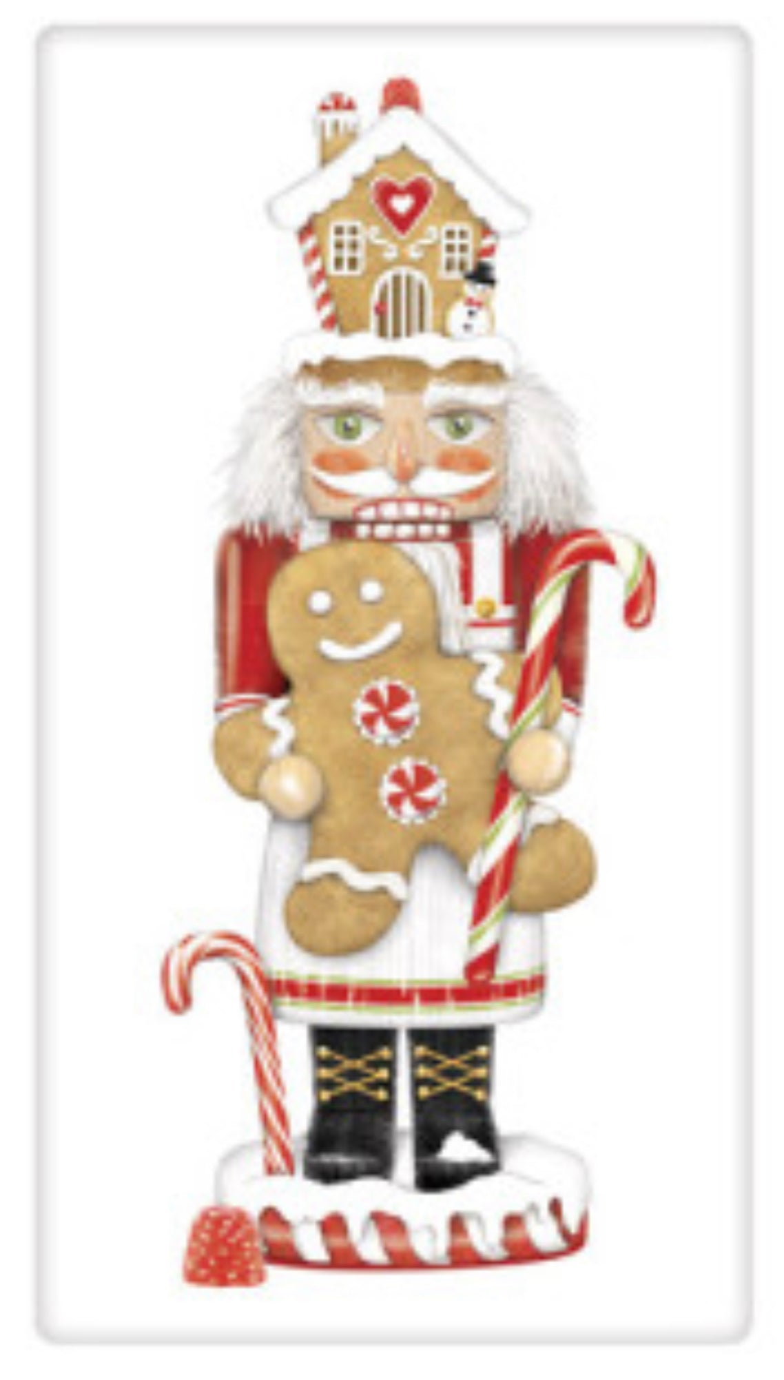 Flour Sack Kitchen Dish Towel Gingerbread Nutcracker Mary Lake - Thompson