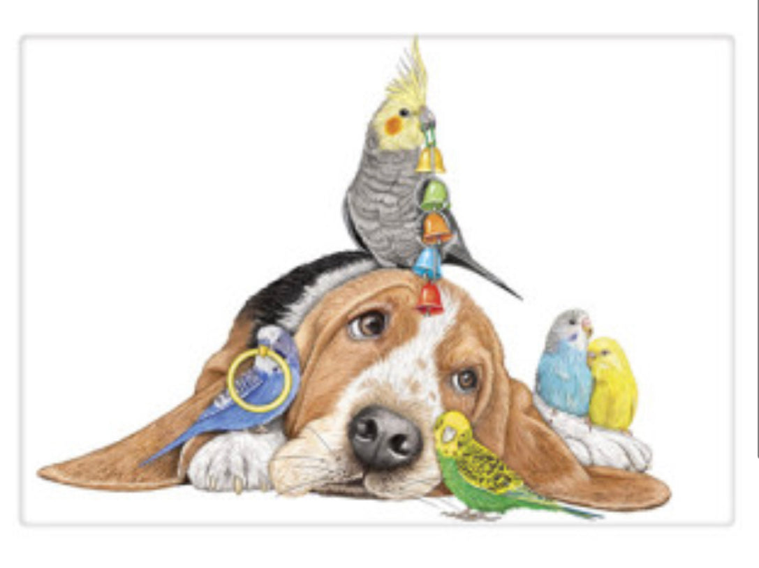 Flour Sack Kitchen Dish Towel Basset Birds Mary Lake - Thompson