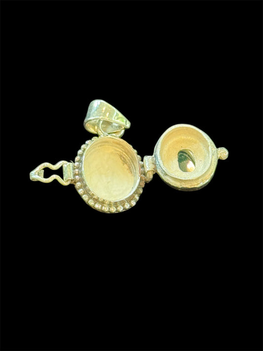 Sterling Silver Green Onyx Poison Pendant Locket