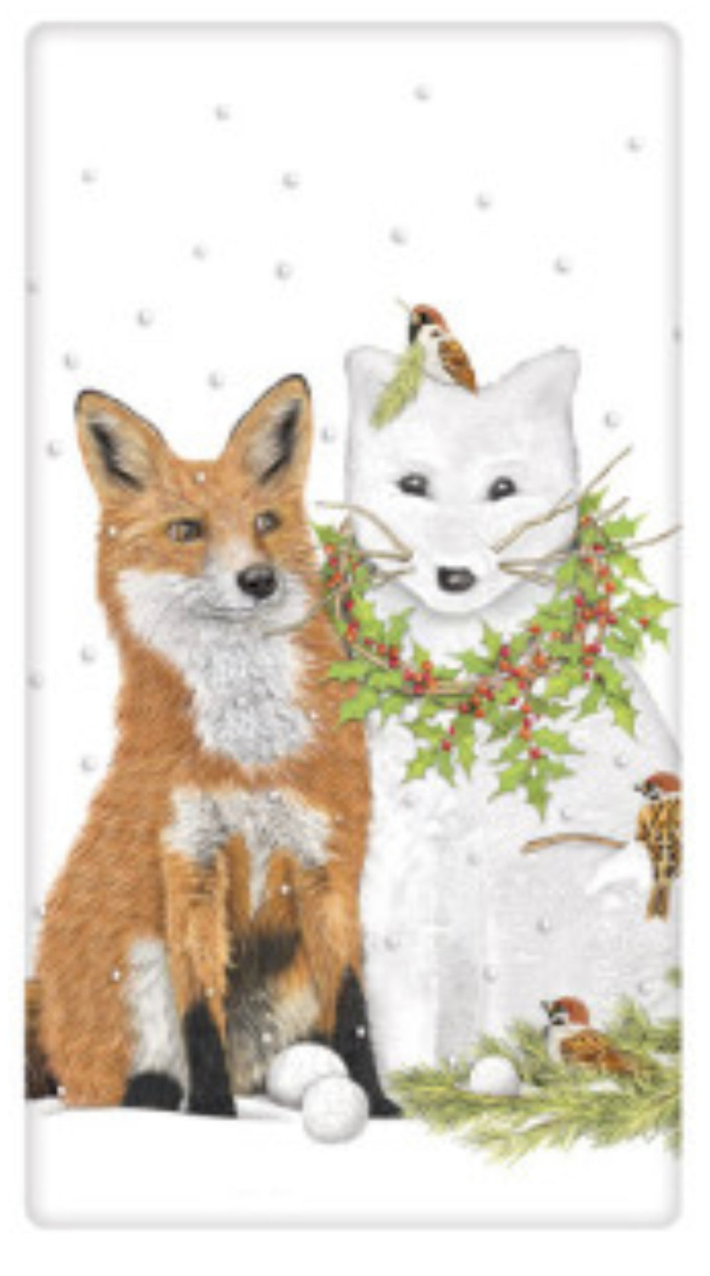 Flour Sack Kitchen Dish Towel Snow Fox Mary Lake - Thompson