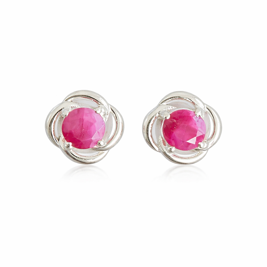 Sterling Silver Ruby Stud Earrings