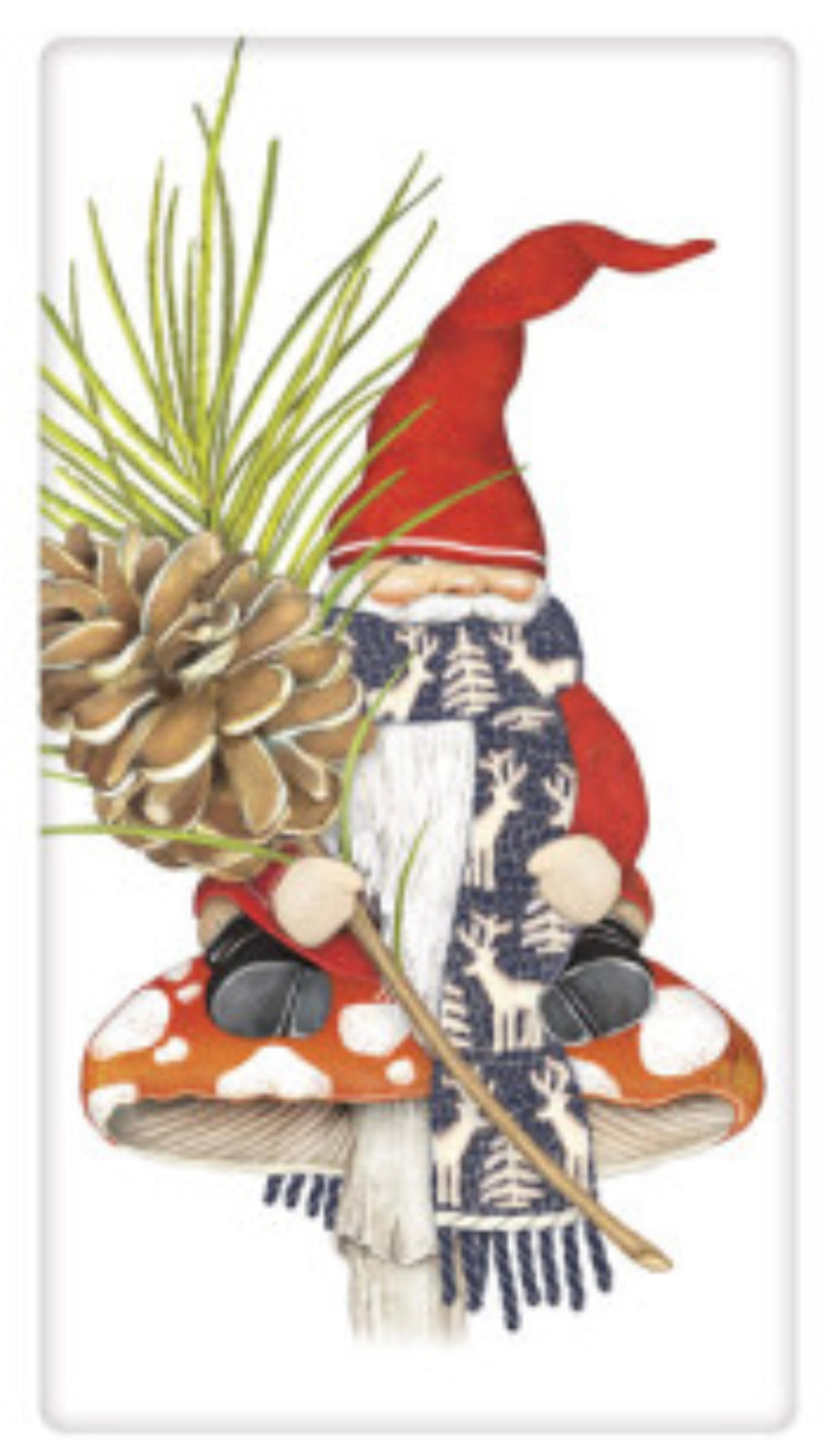 Flour Sack Kitchen Dish Towel Gnome Pinecone Mary Lake - Thompson