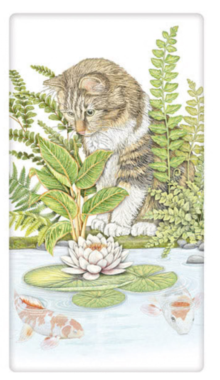 Flour Sack Kitchen Dish Towel Koi Cat Mary Lake - Thompson