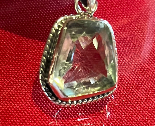 Green Amethyst Pendant Sterling Silver