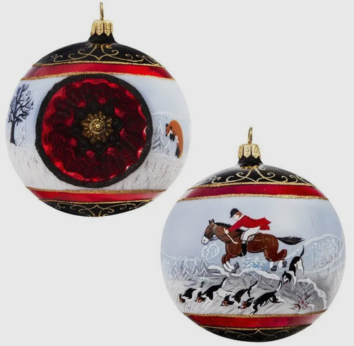 Wintery Fox Hunt Reflector Ball Ornament