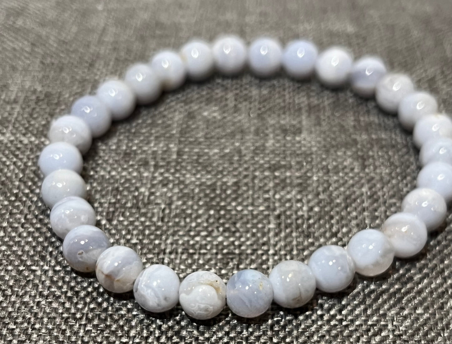 Natural Blue Lace Agate Gemstone Beaded Bracelet New