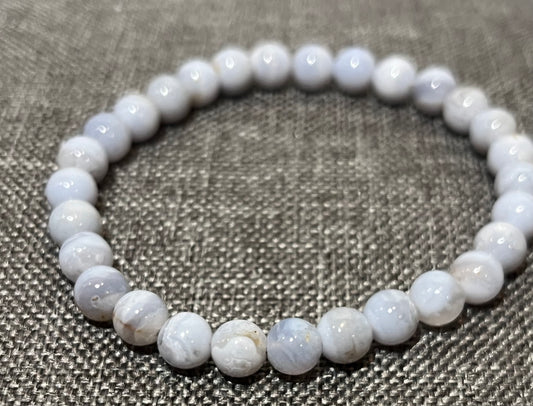 Natural Blue Lace Agate Gemstone Beaded Bracelet New