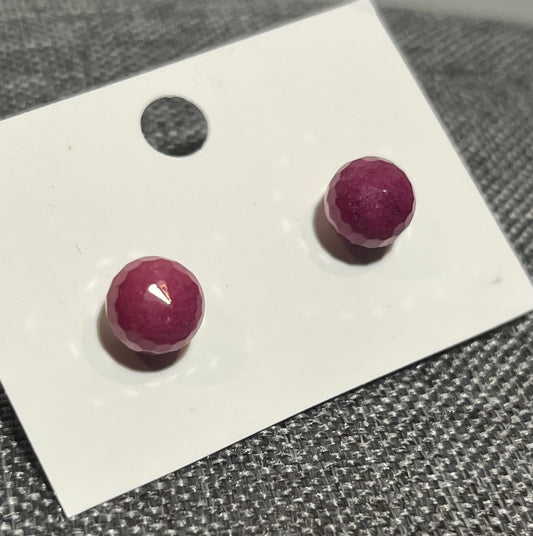 Sterling Silver Ruby Stud Earrings