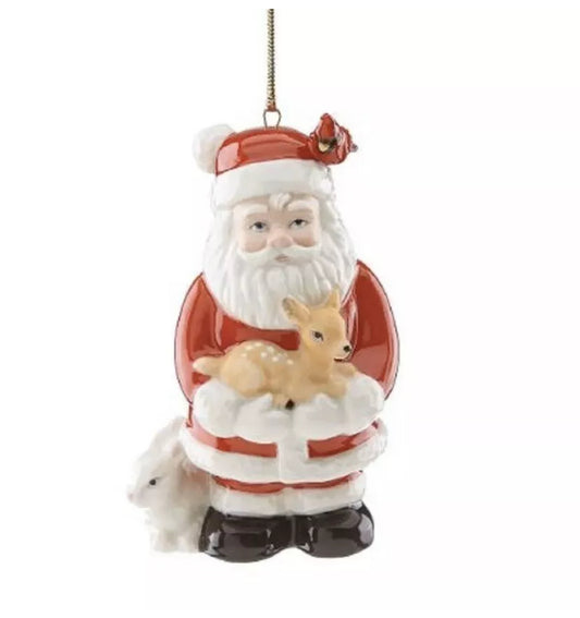 Lenox 2018 Woodland Santa Ornament