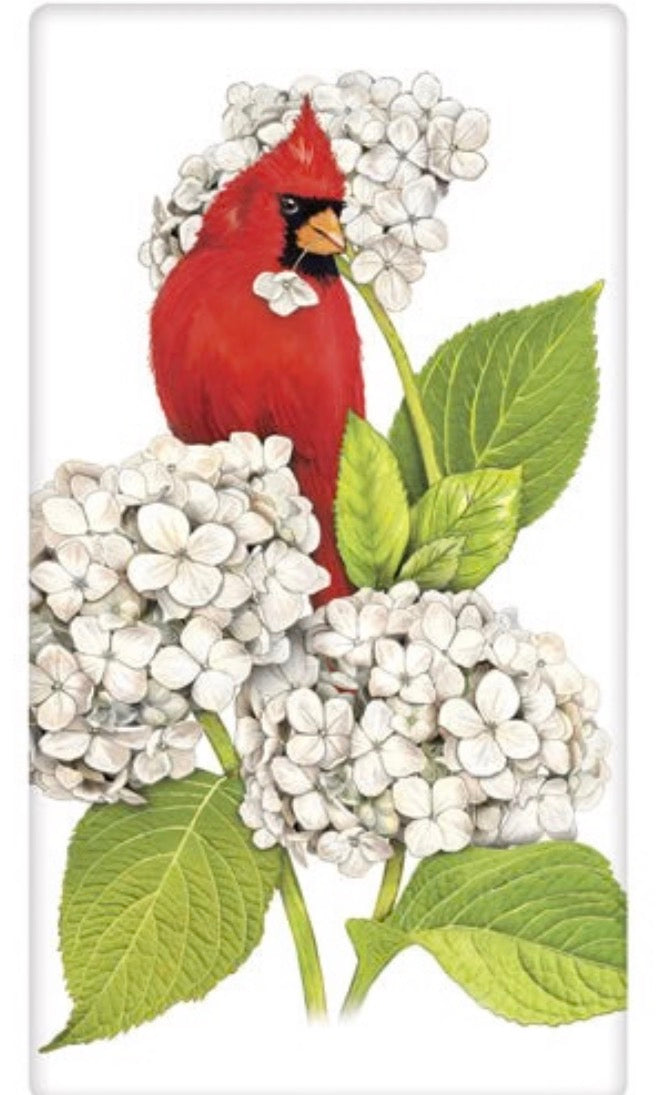Flour Sack Kitchen Dish Towel Cardinal Hydrangea Mary Lake - Thompson