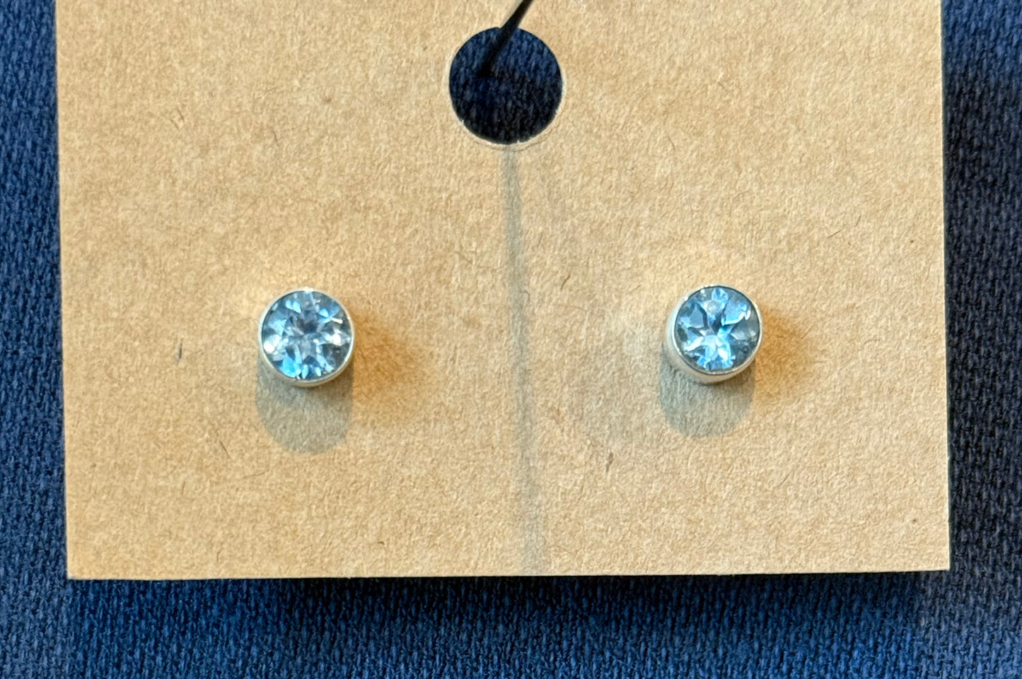 Sterling Silver Faceted Blue Topaz Stud Earrings