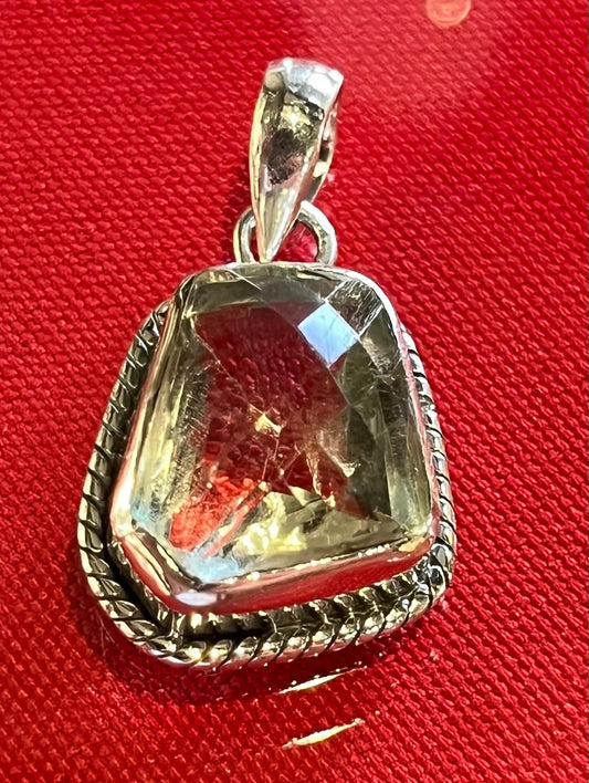 Sterling Silver Green Amethyst Pendant