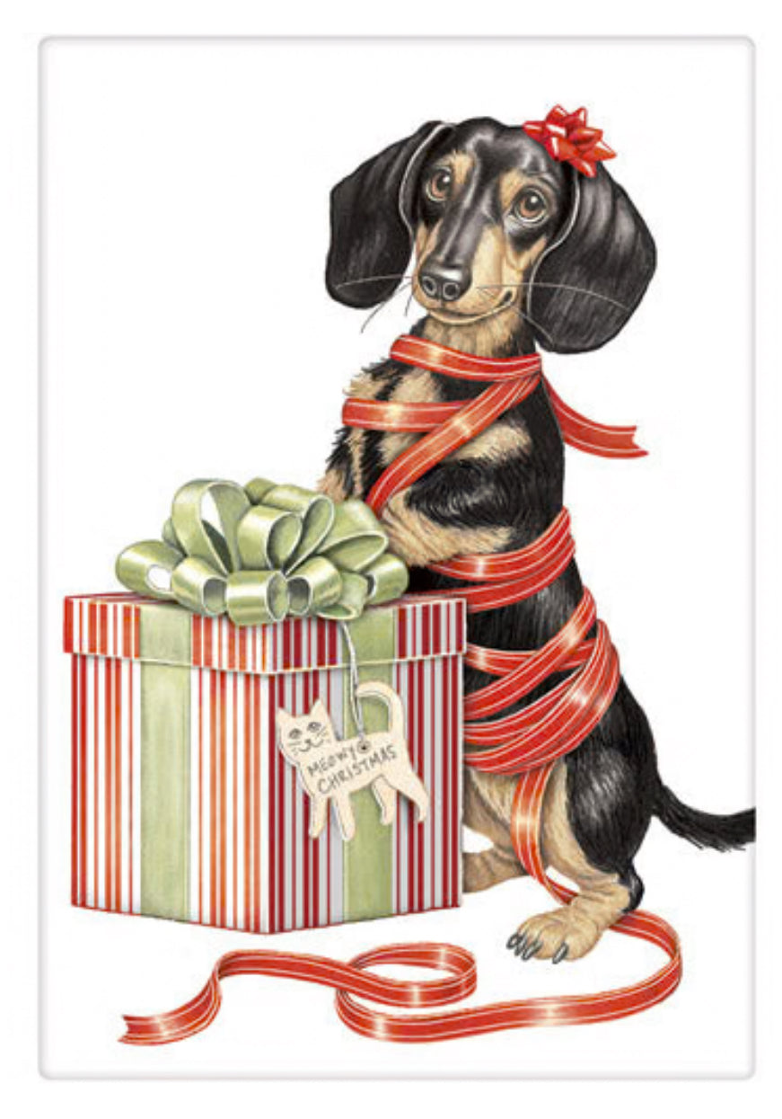 Flour Sack Kitchen Dish Towel Holiday Present Doxie Mary Lake - Thompson