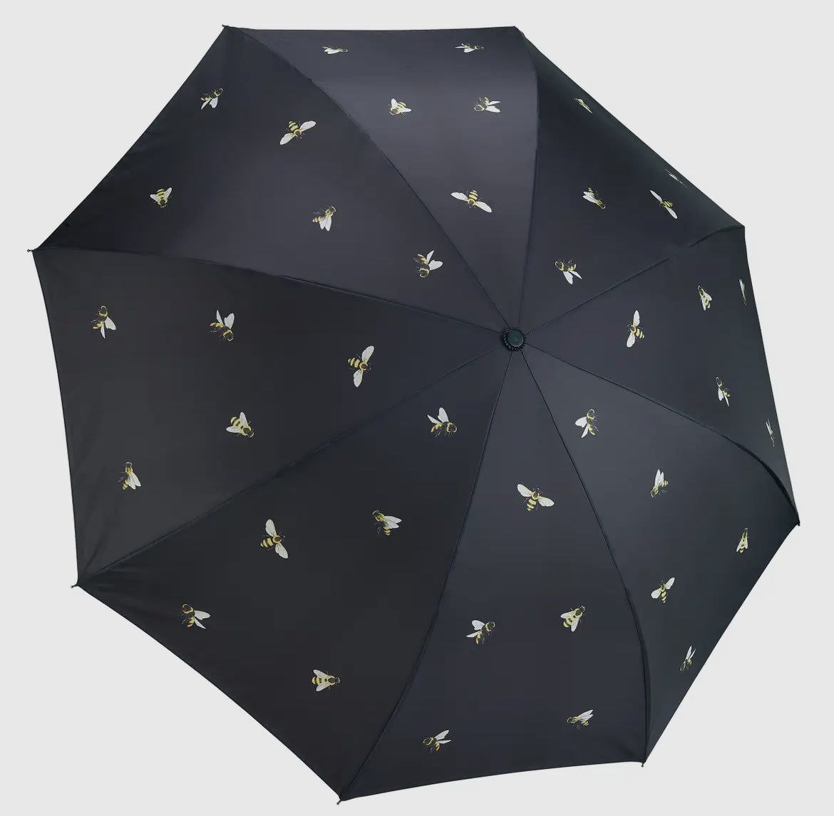 Galleria Bees Black Stick Umbrella Reverse Close