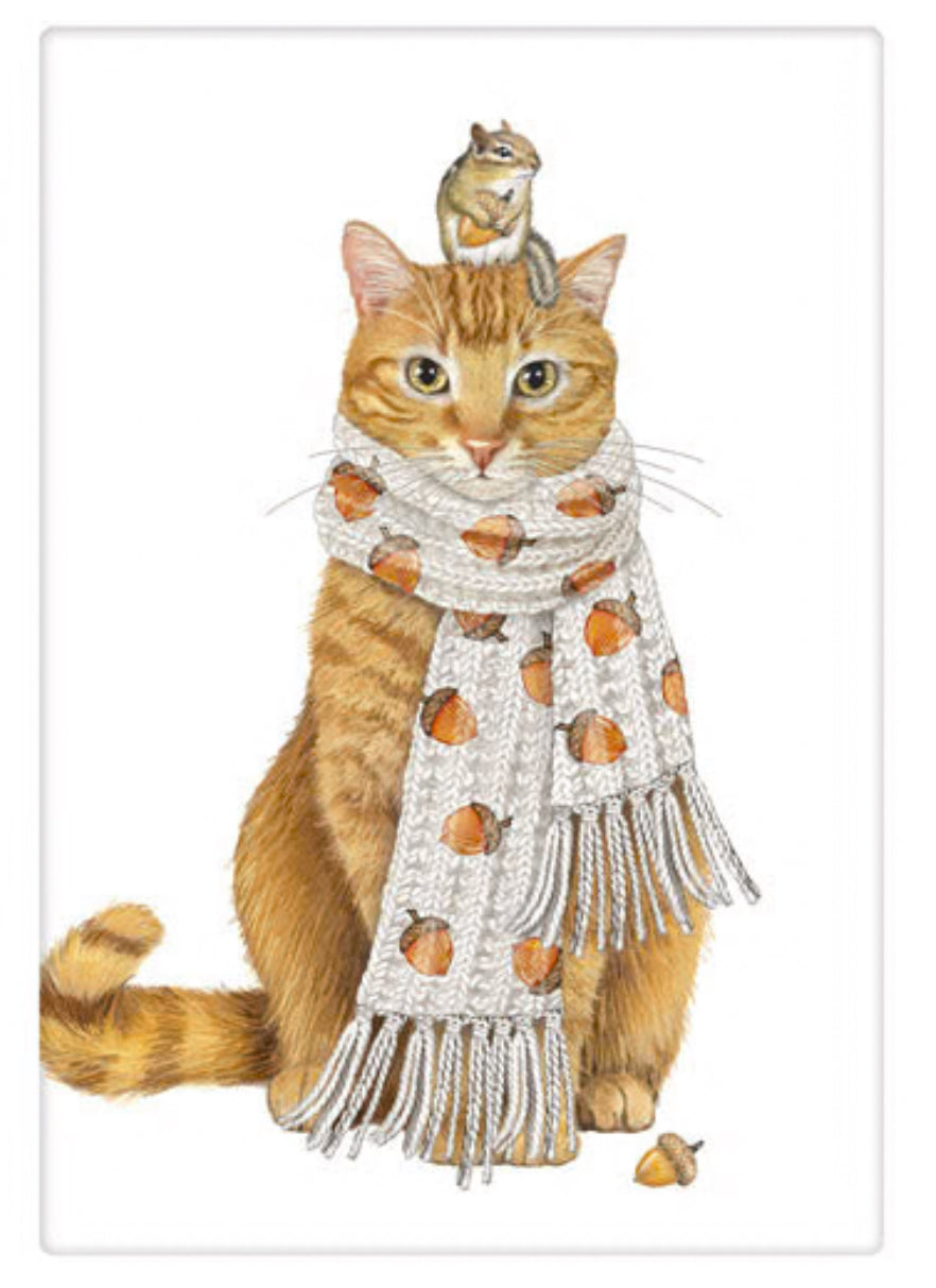 Flour Sack Kitchen Dish Towel Acorn Cat Mary Lake - Thompson
