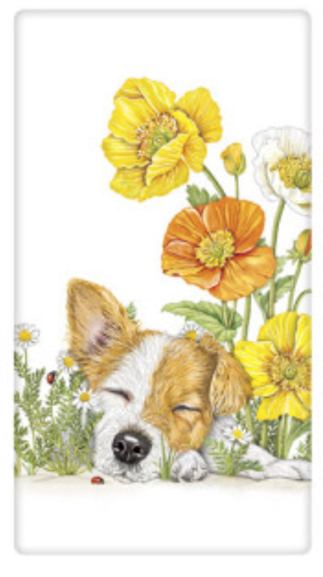 Flour Sack Kitchen Dish Towel Puppy Poppies Mary Lake - Thompson