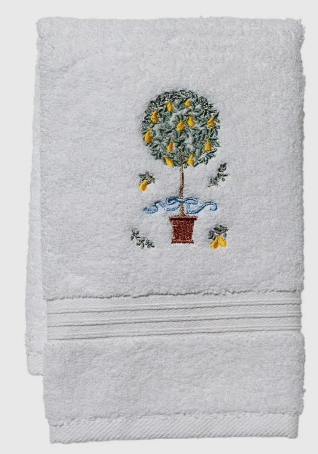 Pear Topiary White Cotton Terry Guest Towel 12” x 19”
