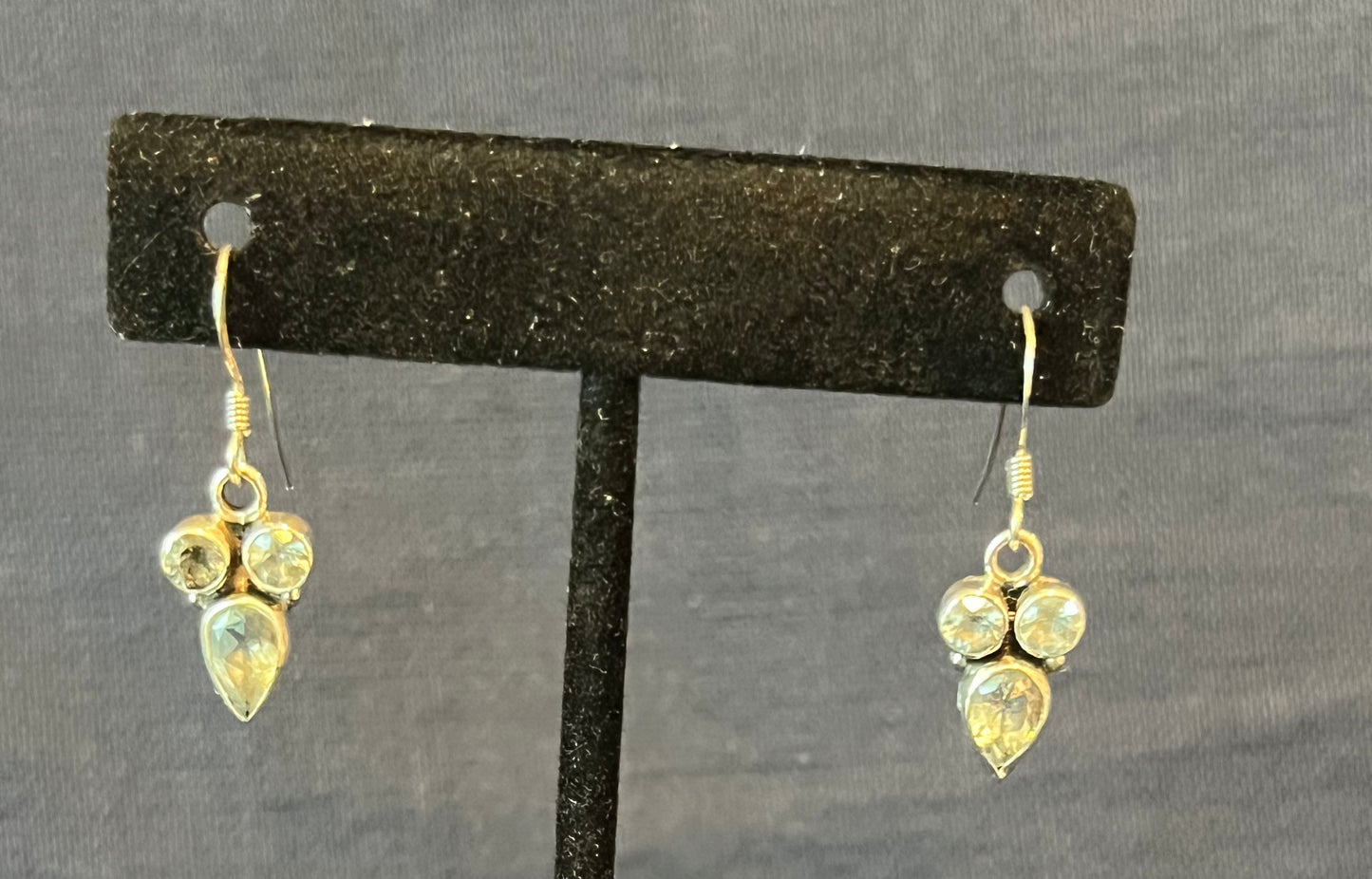 Sterling Silver Triple Blue Topaz Dangle Earrings