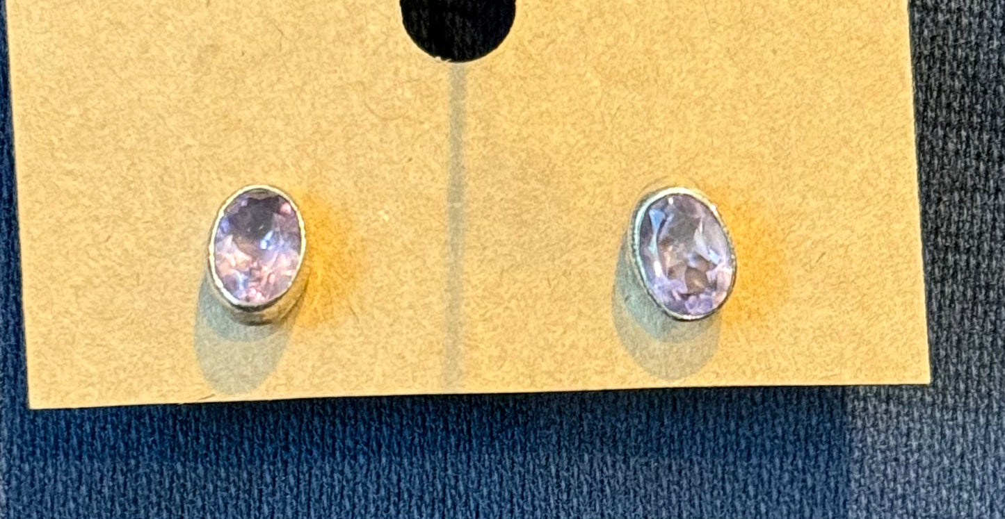 Sterling Silver Amethyst Stud Earrings