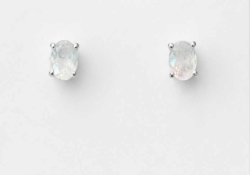 Sterling Silver Moonstone Stud Earrings