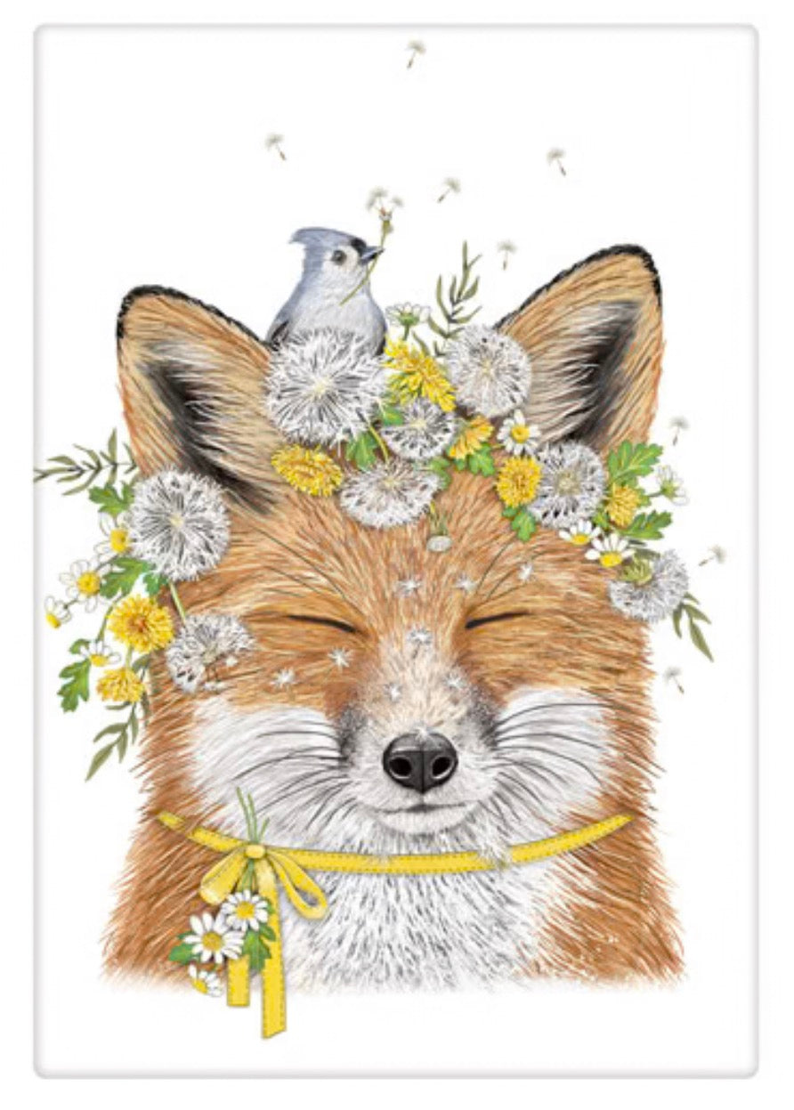 Flour Sack Kitchen Dish Towel Dandelion Fox Mary Lake - Thompson