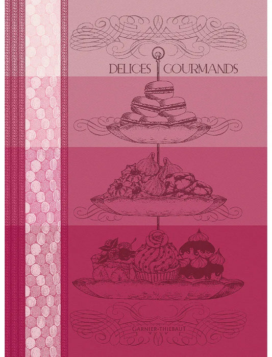 Garnier-Thiebaut French Kitchen Farmhouse Tea Towel Delices Gourmands Rose