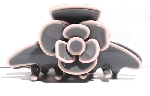 Camelia Flower Pink & Gray Jaws Hair Clip
