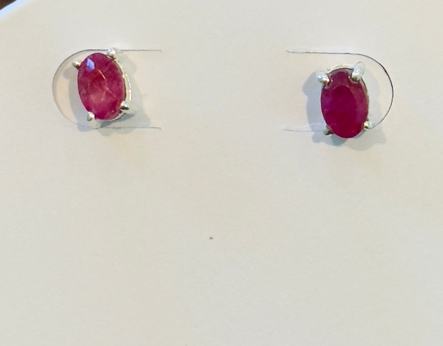 Sterling Silver Ruby Stud Earrings New