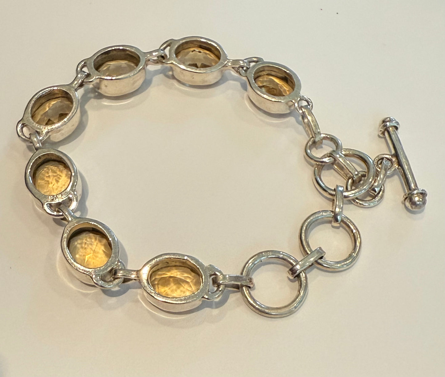 Sterling Silver Citrine Tennis Bracelet Adjustable New