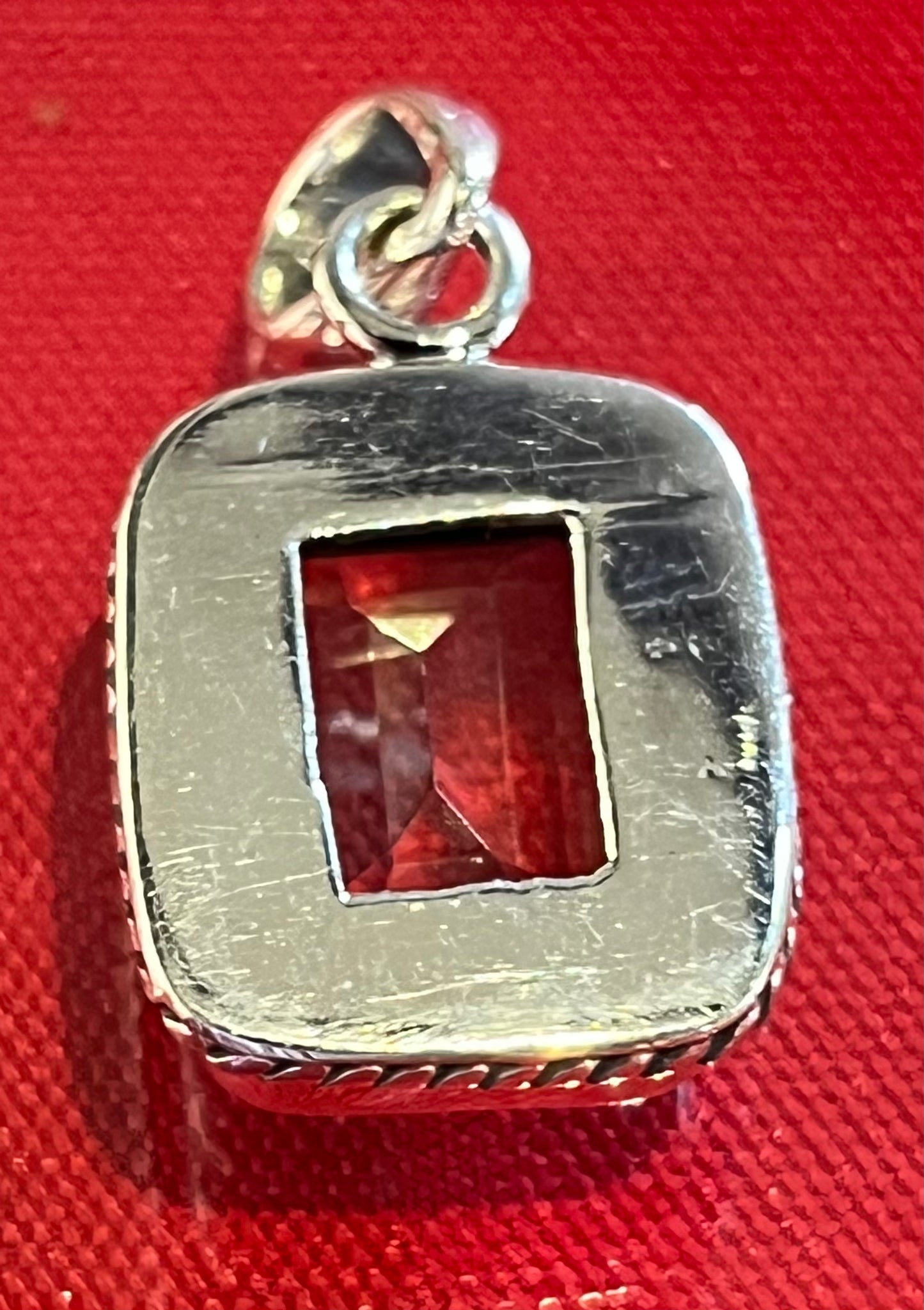 Sterling Silver Green Amethyst Emerald Cushion Cut Pendant