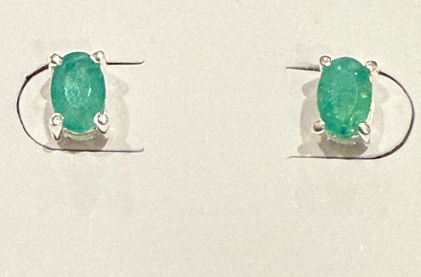 Sterling Silver Emerald Stud Earrings