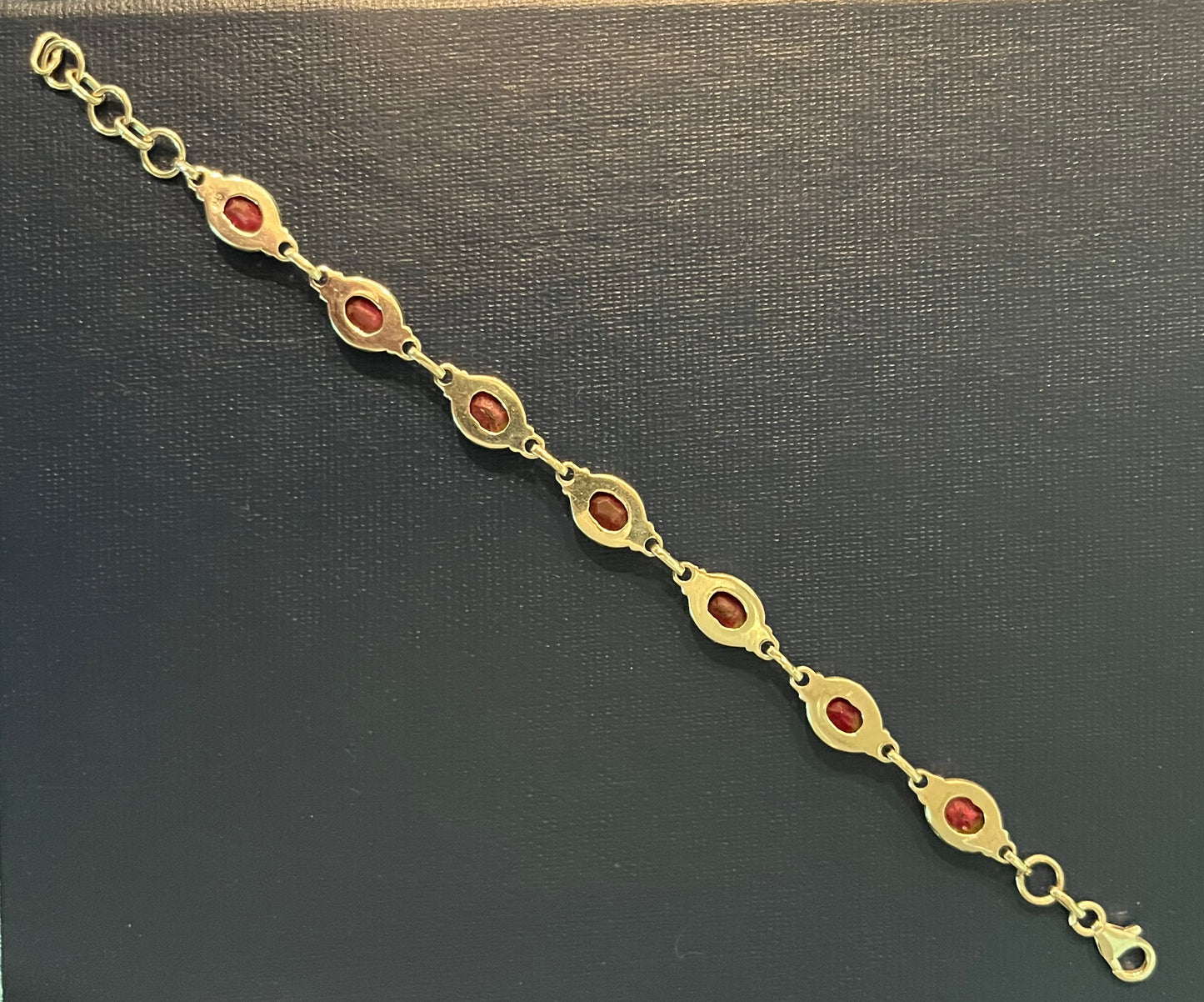 Sterling Silver Tennis Bracelet With Natural Ruby Adjustable