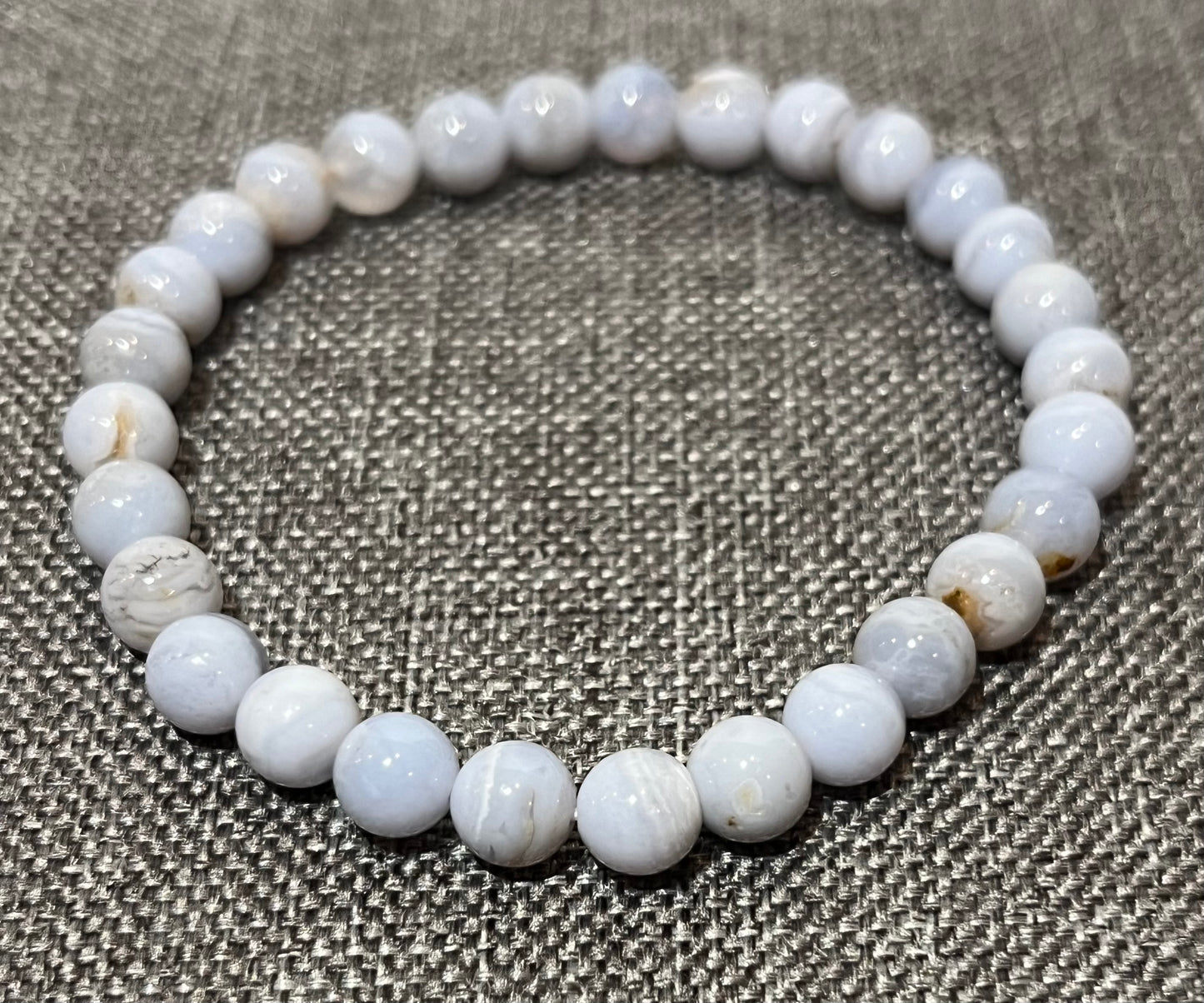 Natural Blue Lace Agate Gemstone Beaded Bracelet New
