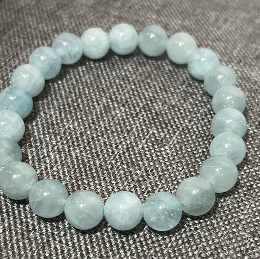 Natural Aquamarine Gemstone Beaded Bracelet