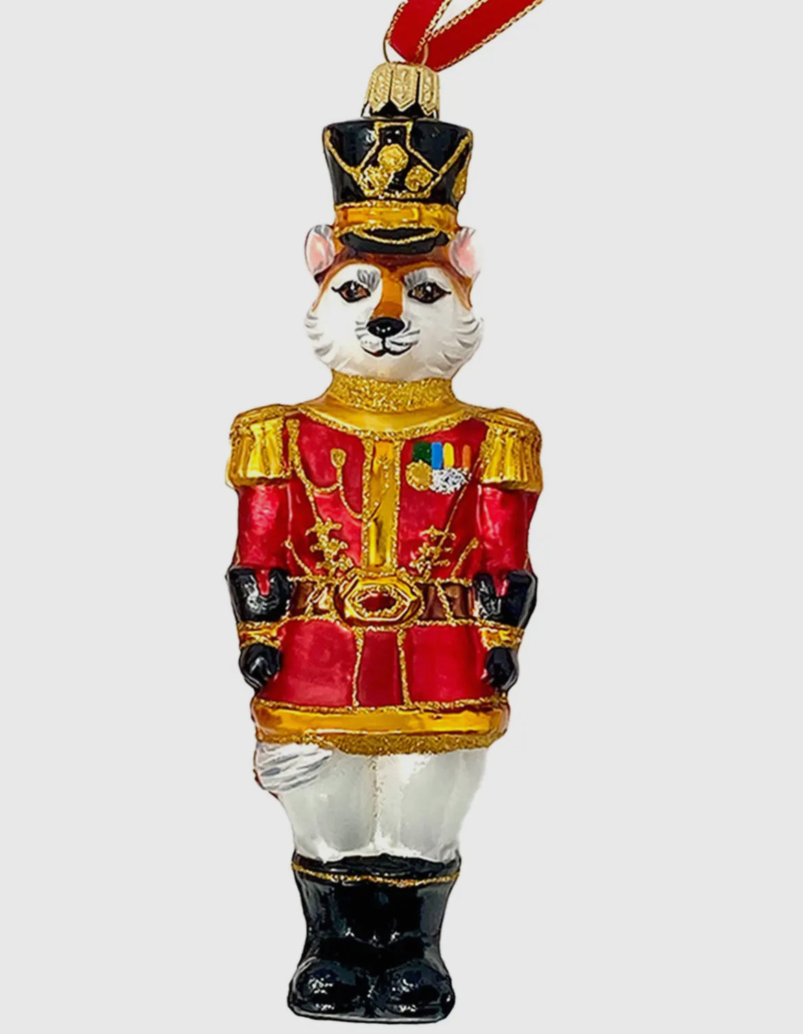 Fox Nutcracker Holiday Polish Glass Christmas Ornament